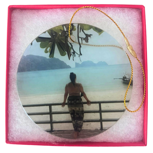 Ornamento Circular de Vidrio Personalizado | Impresión en 1 Cara (Visible por Ambos Lados)