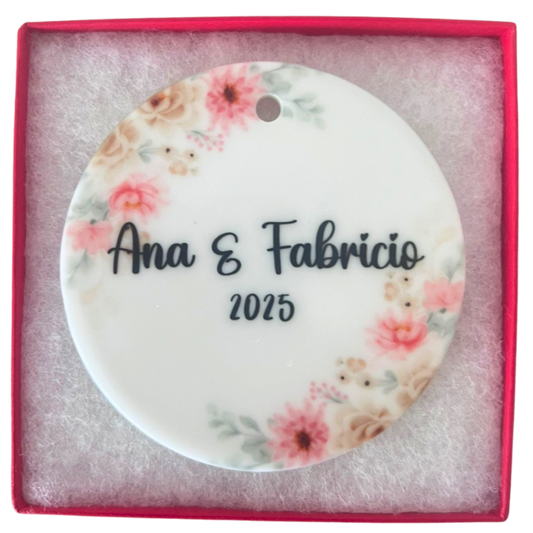 Ornamento de Ceramica Circular, impresion 1 lado o 2 lados