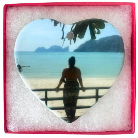 Ornamento de Ceramica Corazon, impresion 1 lado o 2 lados